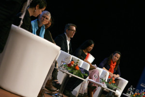 Panelists at the plenary session "Root Causes; Power, War and Weapons" at WILPF's Women's Power to Stop War conference (WILPF international https://www.flickr.com/photos/wilpf-international/17388947631/)