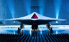 The UK’s Taranis stealth UAV. The Taranis exemplifies the move toward increased autonomy as it aims to strike distant targets “even on other continents”, although humans are currently expected to remain in the loop. (Flickr/Qinetiq https://www.flickr.com/photos/qinetiq/4789729740/)