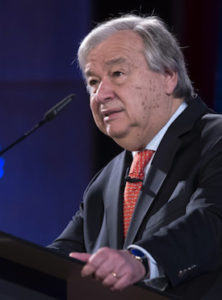 Secretary-General Antonio Guterres during presentation the An Agenda for Disarmement at a University Dufour in Geneva. 24 May 2018. UN Photo / Jean-Marc Ferré