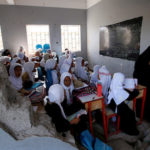 Girls attend a class at their school damaged by a recent Saudi-led air strike, in the Red Sea port city of Hodeidah, Yemen October 24, 2017. REUTERS/Abduljabbar Zeyad